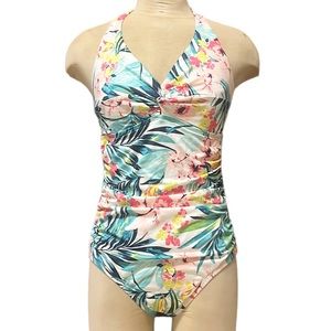 Last chance…Merona Swimsuit Floral One Piece Slimming M Medium